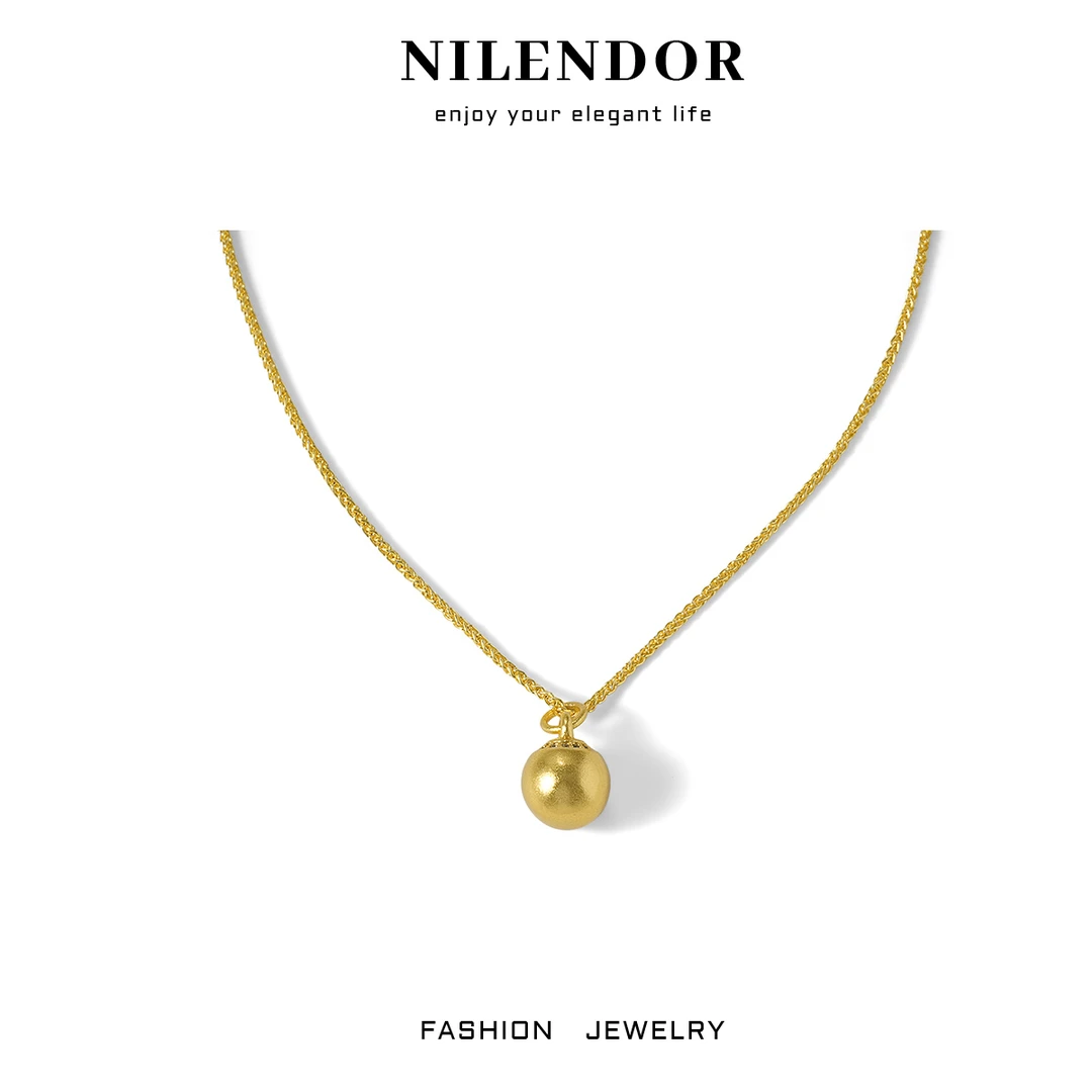 NILENDOR/昵兰 铜合金项链 XL-497气质百搭金色豆豆高级感项链