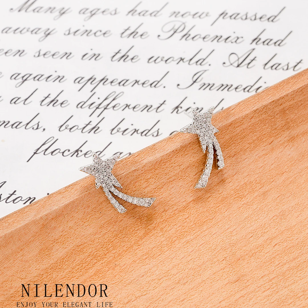 铜合金合成锆石耳饰 ES-464时尚梦幻流星百搭耳钉