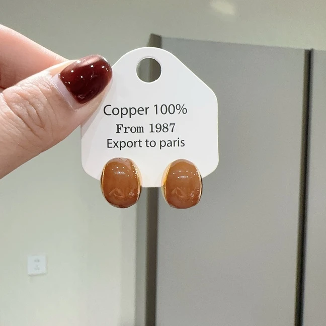 NILENDOR/昵兰 铜合金耳饰 ES-631时尚复古气质百搭港风咖色耳钉