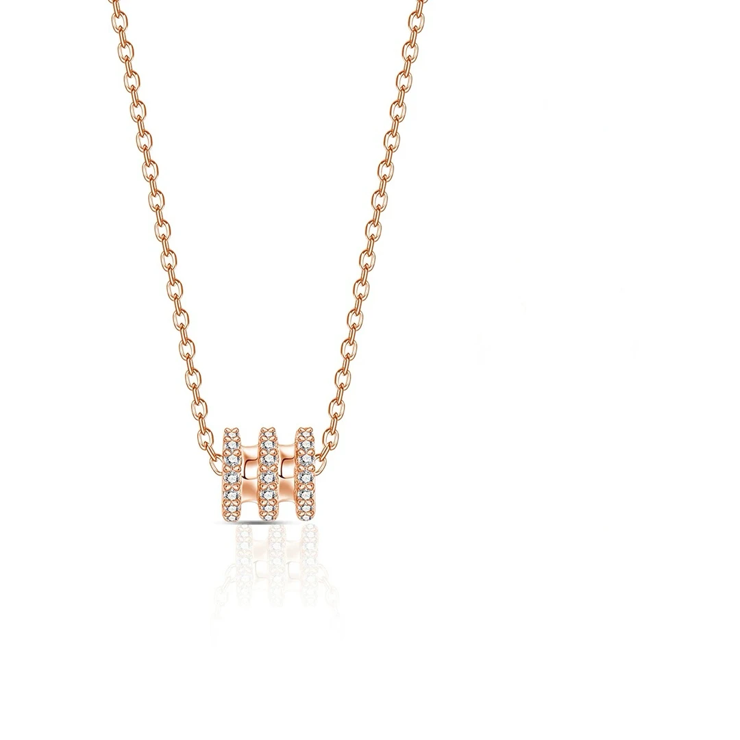 NILENDOR/昵兰 坠链均925银合成锆石 A32时尚经典满钻小蛮腰项链