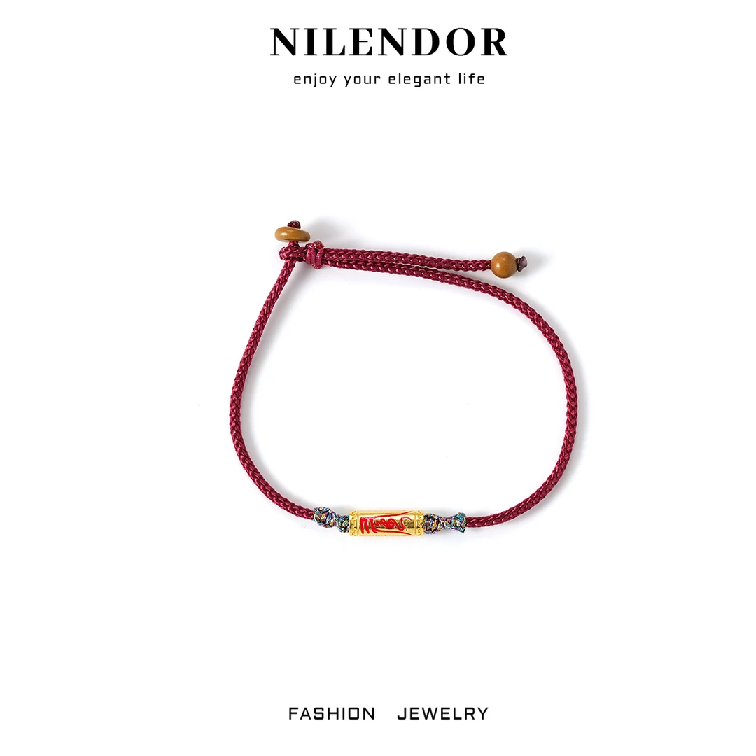 NILENDOR/昵兰 925银布艺手链 SL-255手工编织彩色可调节红绳手链