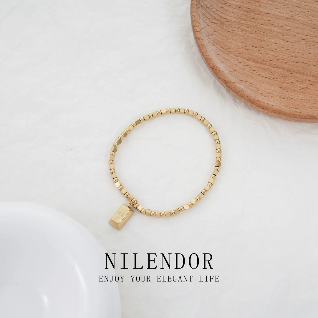 NILENDOR/昵兰 钛钢手链 SL-49简约百搭小方块高级感弹力绳手链