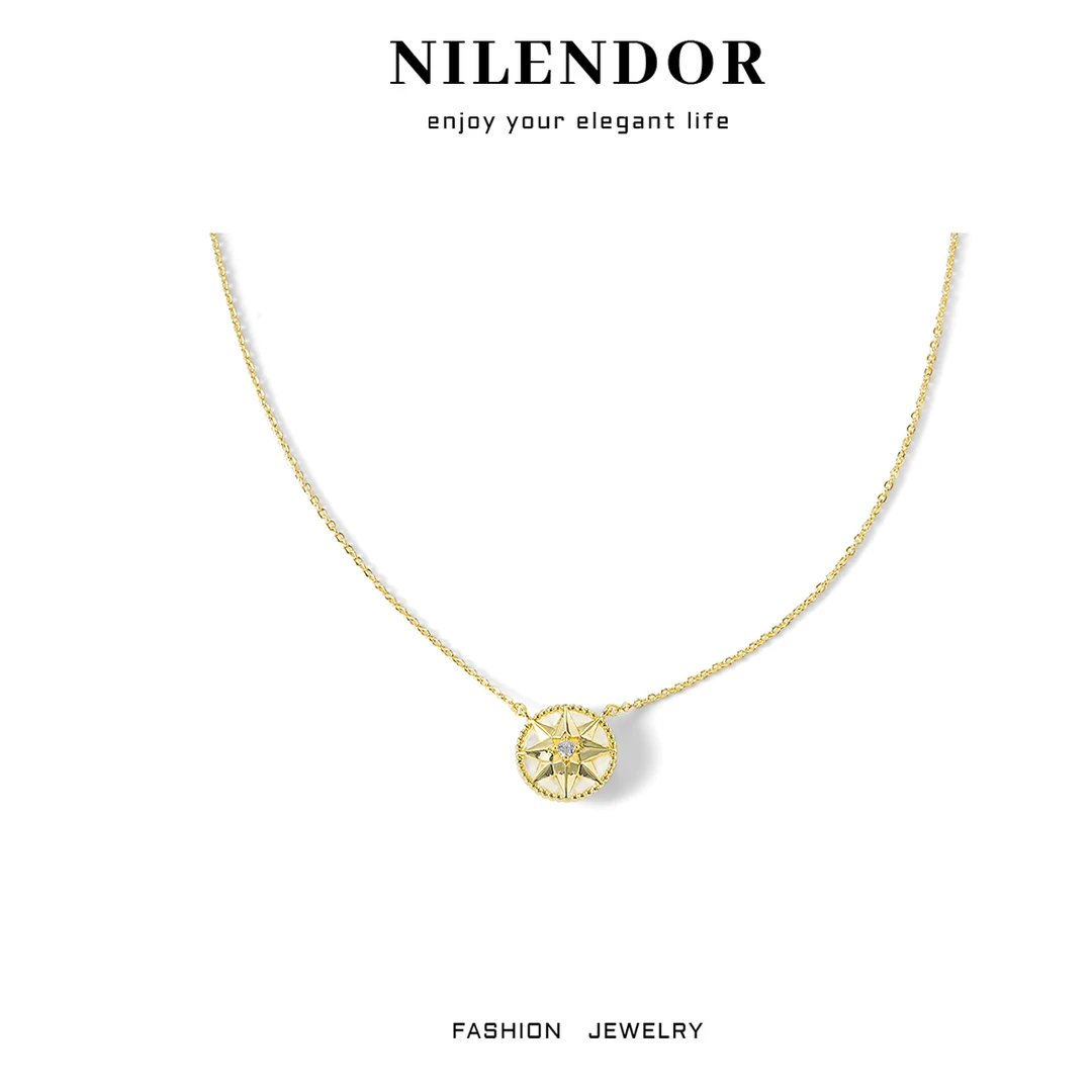 NILENDOR/昵兰 铜合金项链 XL-297时尚气质八芒星精致轻奢项链