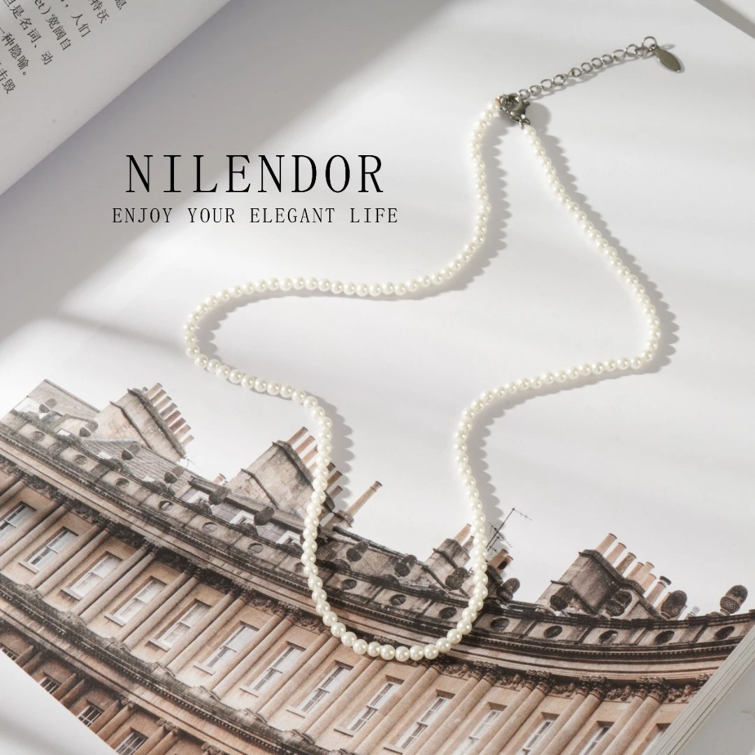 NILENDOR/昵兰 钛钢项链 XL-86时尚经典百搭白色珠珠素款优雅项链