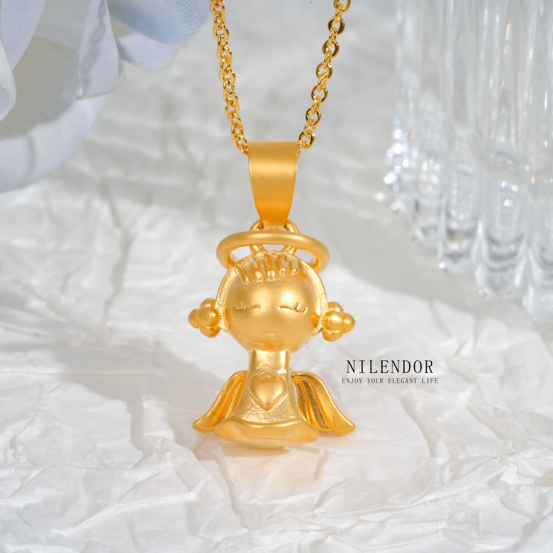 NILENDOR/昵兰 铜合金项链 XL-81可爱时尚百搭古法小天使吊坠项链