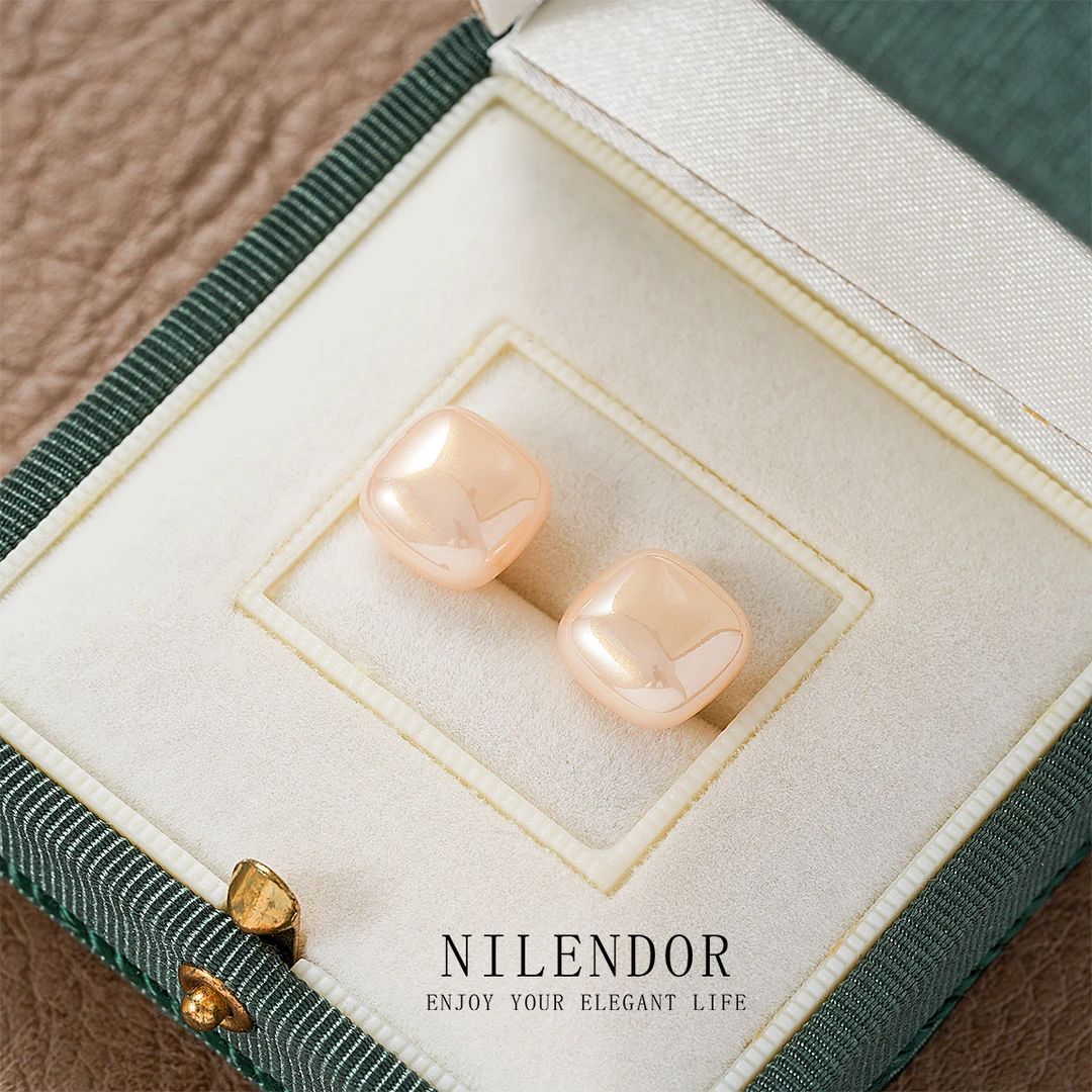 NILENDOR/昵兰 铜合金耳饰 ES-103简约法式复古方形温柔百搭耳钉