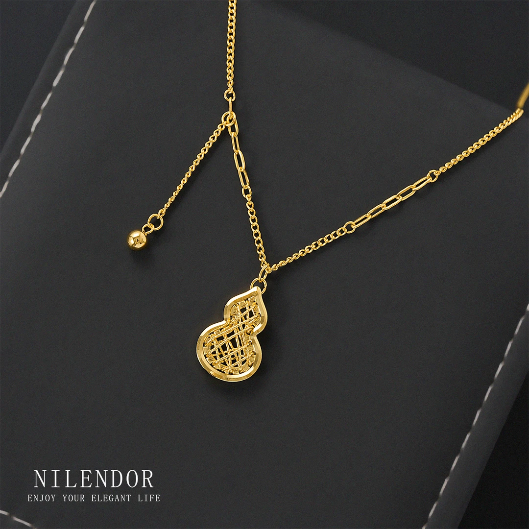 NILENDOR/昵兰XL-53民族风金色镂空花丝葫芦百搭项链