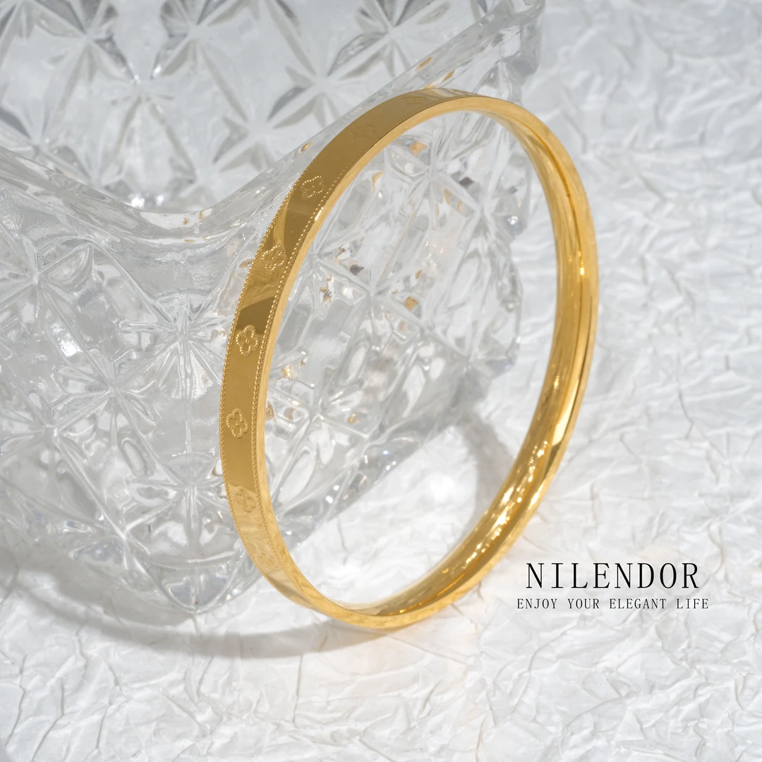 NILENDOR/昵兰SZ-90时尚气质经典百搭四叶花光面手镯