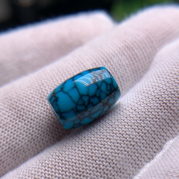 云盖寺绿松石玉化高瓷蓝乌兰花桶珠中国风配串百搭款