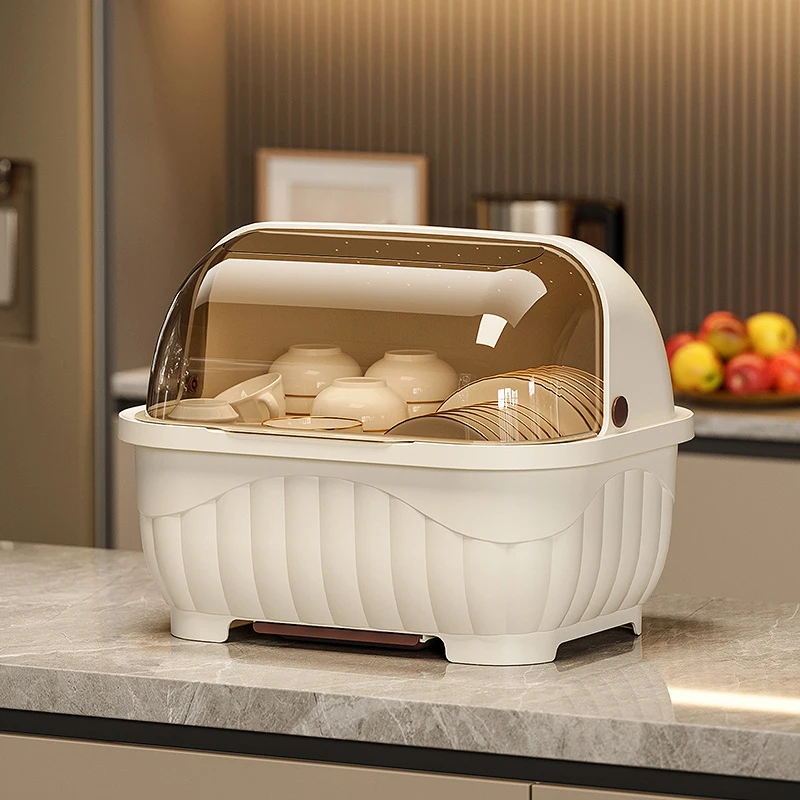 碗筷收纳盒放碗碟架厨房家用装盘多功能沥水置物架子防尘餐具碗柜