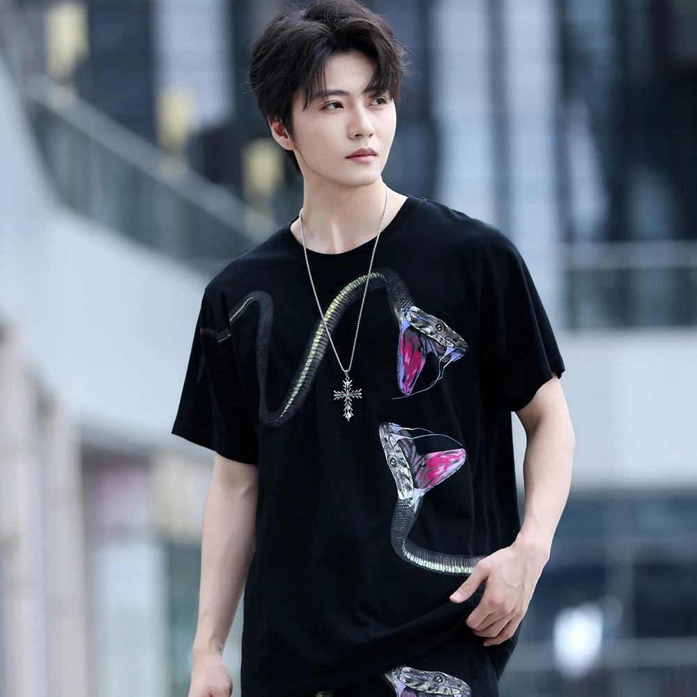 MARCELO潮流夏季爆款蛇年限定男士新款高端痞帅慵懒风男装t恤短袖