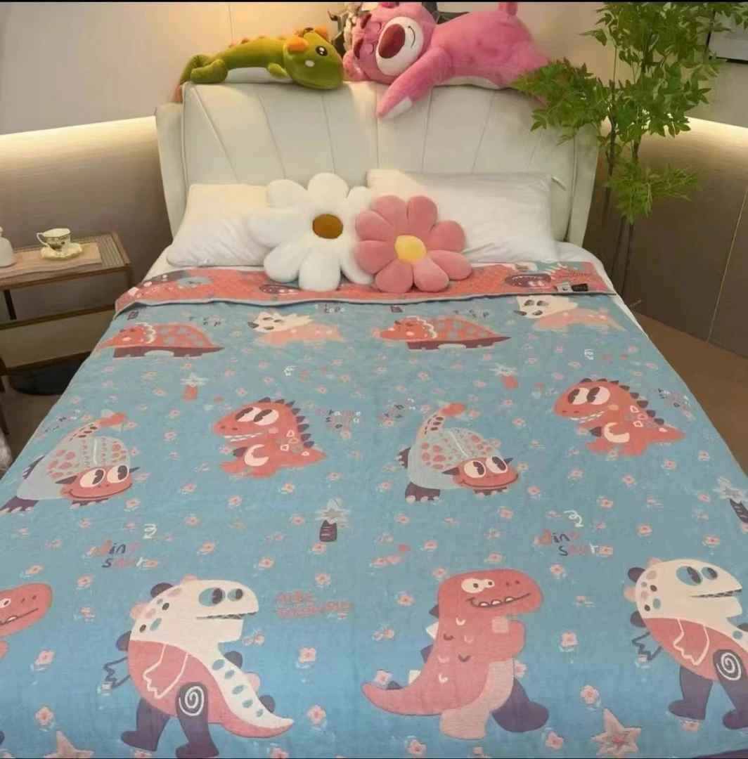 【恐龙乐园】150*200纱布盖毯细纱床盖盖被多功能布毯