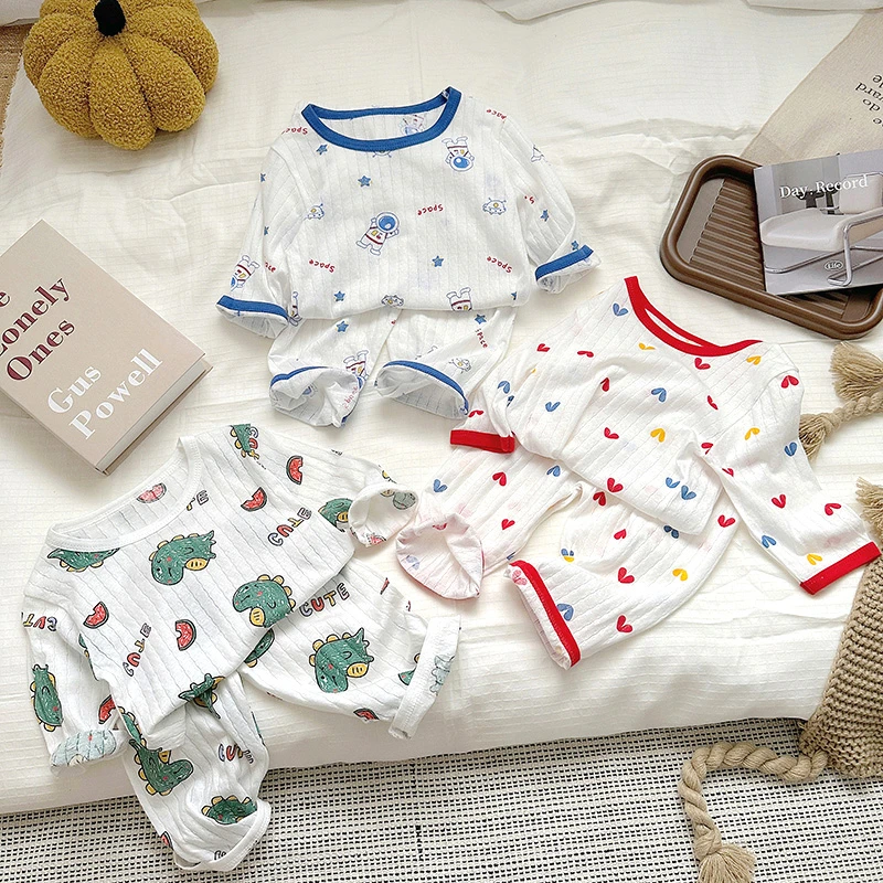 【夏季热卖纯棉家居服】儿童款睡衣空调服薄款宝宝透气夏天七分套