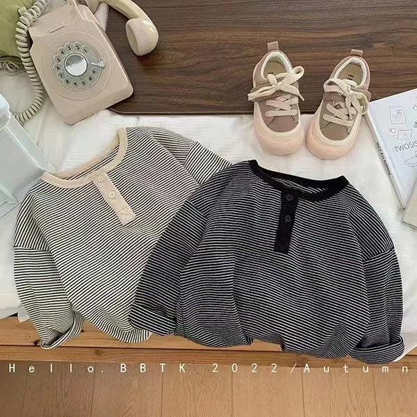 【热卖爆款】儿童春秋长袖T恤男女童韩版长袖条纹打底