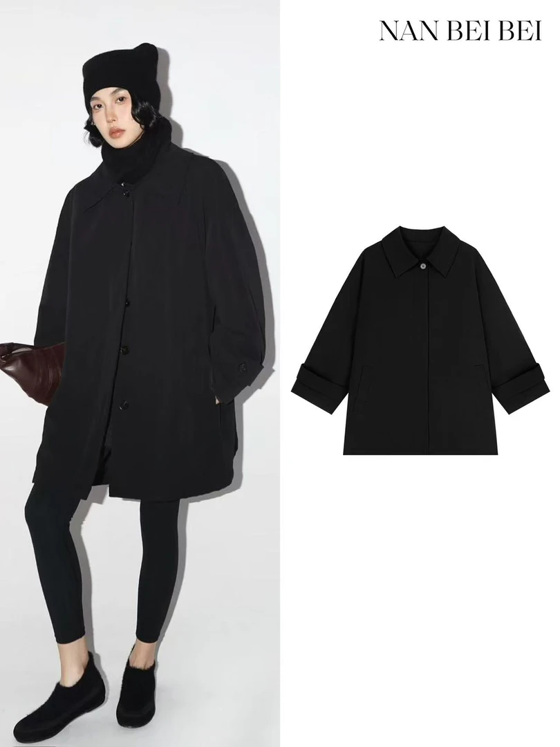 NanBeiBei 法兰棉服 秋冬设计感休闲百搭翻领外套 708