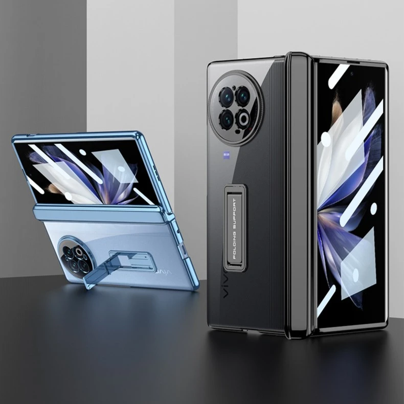 vivoxfold2手机壳透明电镀隐形支架xfold+超薄磁吸壳膜一体保护套