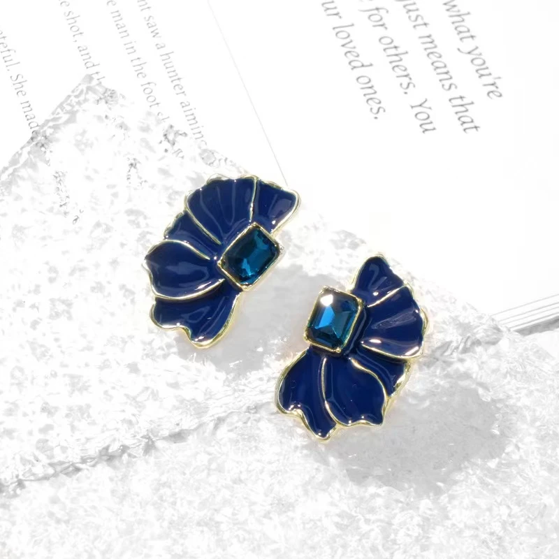 OLLBERNI/欧珀妮 铜合金耳饰 蓝色时尚轻奢蓝色翅膀5294