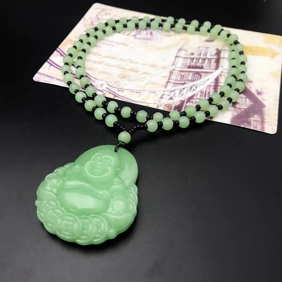 非金属玻璃项链 气质百搭妈妈白色女士项链吊坠女款绿色饰品-2158