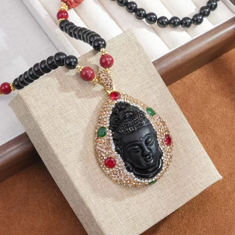 OLLBERNI/欧珀妮 铜合金项链 黑色百搭手工佛项链链子颈饰2086