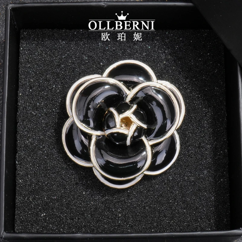 铜合金树脂胸针 铜合金树脂女士高档胸针配饰黑色饰品胸花-8079