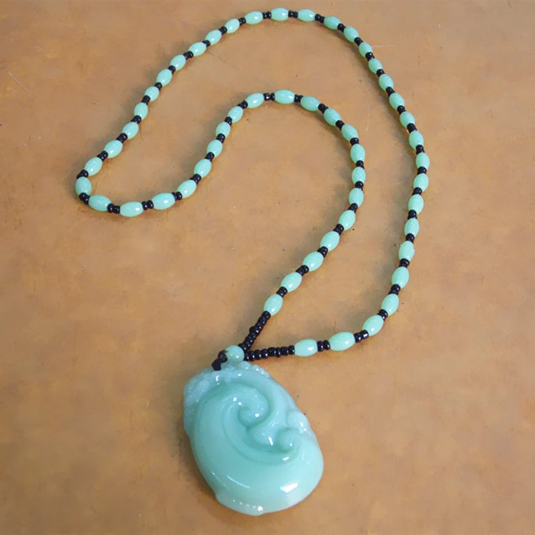 非金属亚克力项链 亚克力树脂长款女士项链绿色配饰饰品吊坠-链子