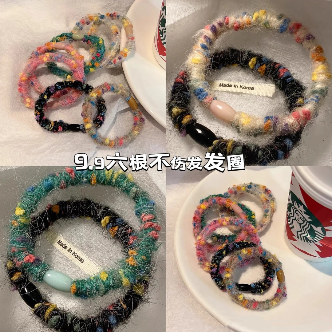 装毛线发圈头绳网红气质头饰发绳秋冬橡皮筋扎头发高弹力简约彩色