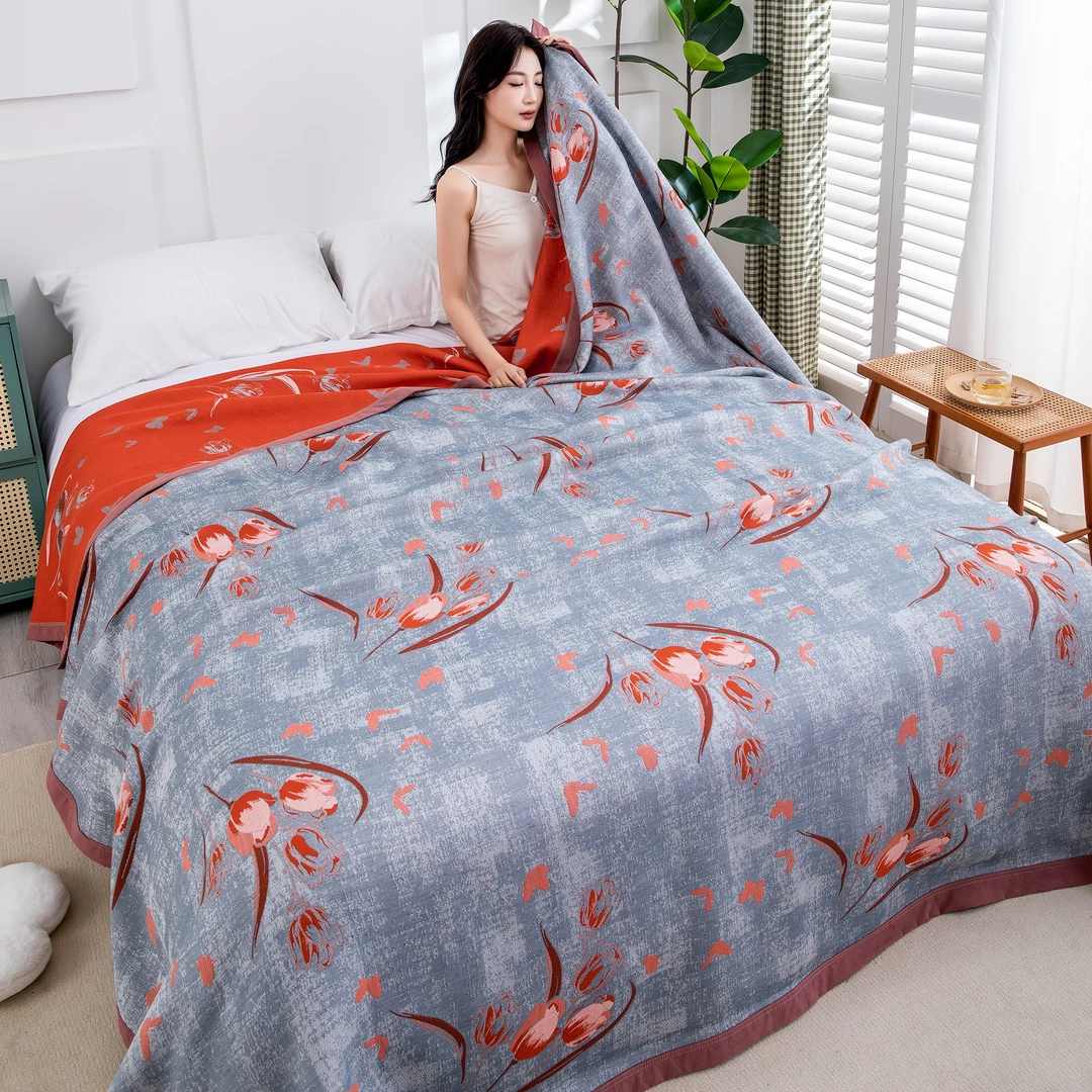 [郁金花语]2.3*2.5米十层加厚两面可用床盖