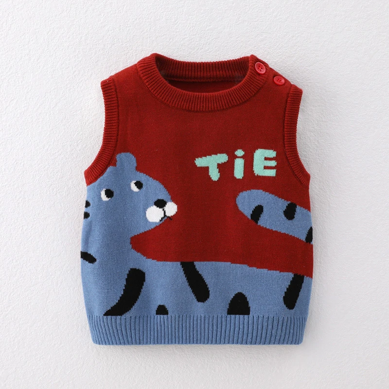 婴儿秋冬保暖内搭宝宝毛衣红色马甲春秋新生儿外穿新款毛线背心