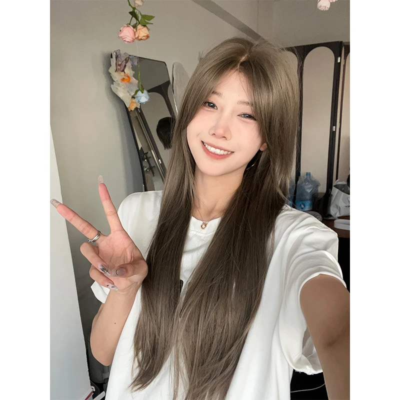 【CC专属】闪格假发女长直发前额蕾丝长直发自然高颅顶全头套假发