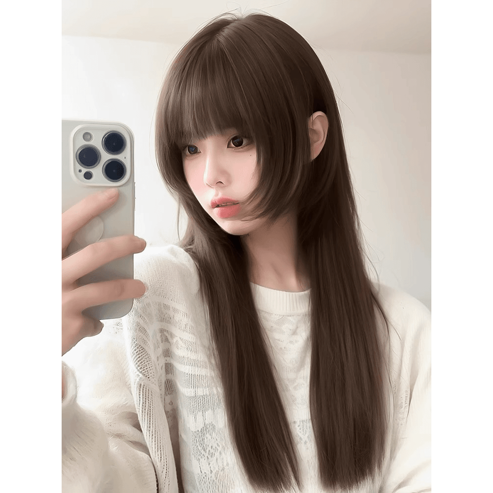 闪格 假发水母头日系姬发公主切整顶自然仿全真人发舒适女神全头套