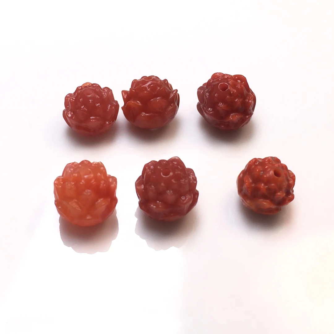 川料南红玛瑙莲花珠配件   尺寸9~10mm多样性发货其中一件