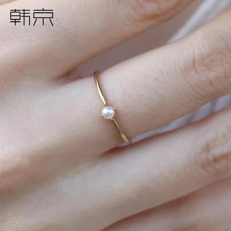 钛钢戒指 韩国小众设计师款戒指女简约高级镀14K金指环气质食指戒