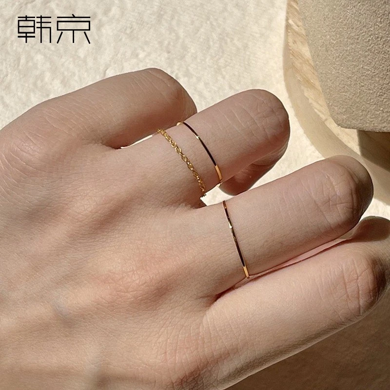 钛钢戒指 巨细0.5mm百搭素圈戒指女链条指环叠搭素戒配饰不褪色