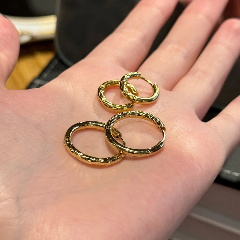 钛钢耳饰 轻奢高级感素圈耳环女气质简约耳扣百搭耳圈耳饰不褪色
