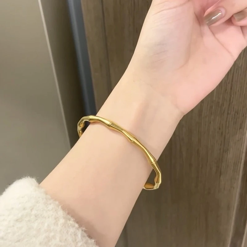 钛钢手镯 素圈竹节手镯女实心简约百搭手环小众高级感饰品不褪色