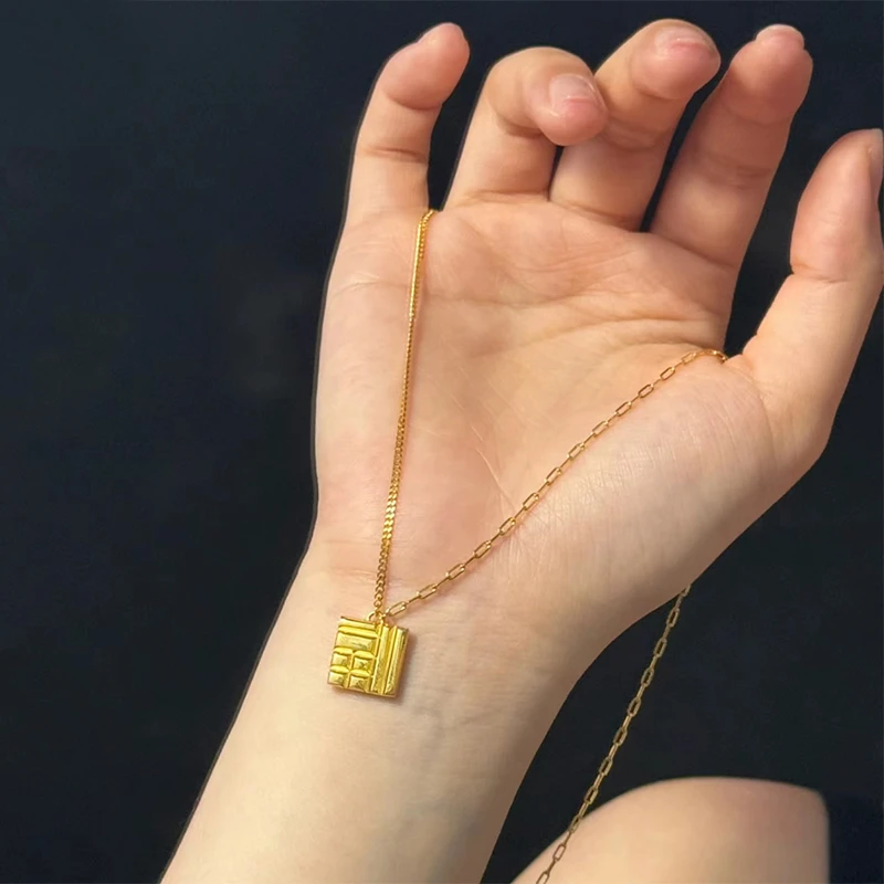 钛钢项链 新品福牌项链女百搭福字锁骨链传福气质轻奢精致配饰
