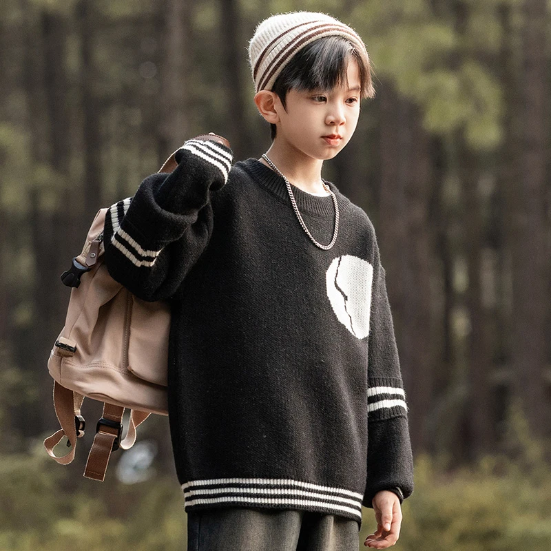 【断码清仓】男童秋冬毛衣大童韩版宽松针织衫儿童洋气加厚休闲上衣