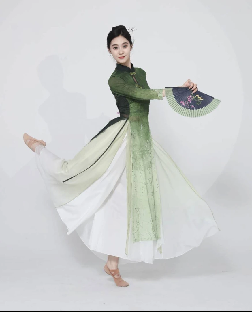 古典舞服古风服书法表演渐变新中式古典舞服装仙气飘飘纱衣