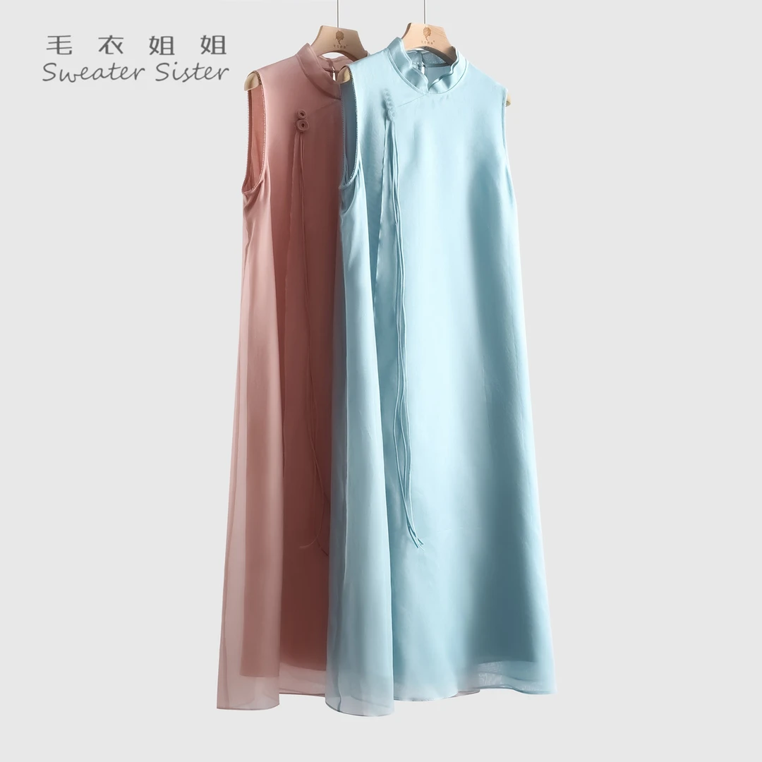 气质花月夜无袖连衣裙女505-52