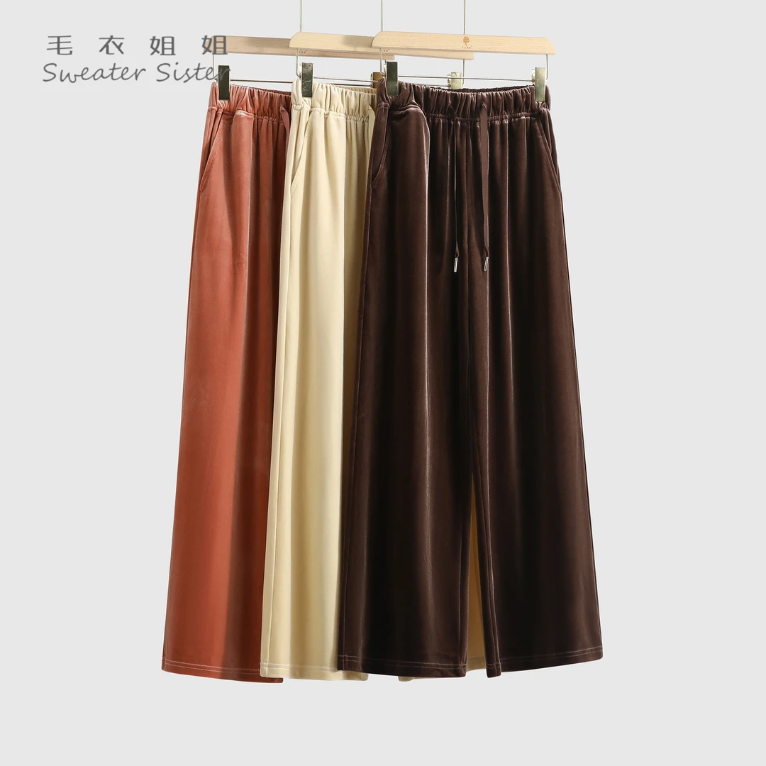 555-K0001松紧腰宽松直筒休闲裤阔腿裤女