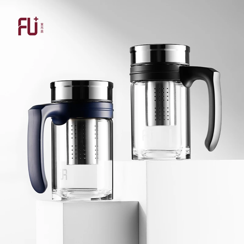 富光FU+刚系列茶杯玻璃杯男女士办公杯大容量高档耐热泡茶杯便携