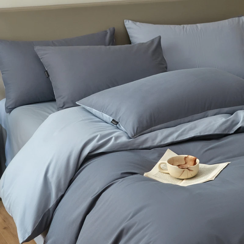 纯色全棉加厚磨毛四件套秋冬保暖100%纯棉被套床单学生宿舍三件套