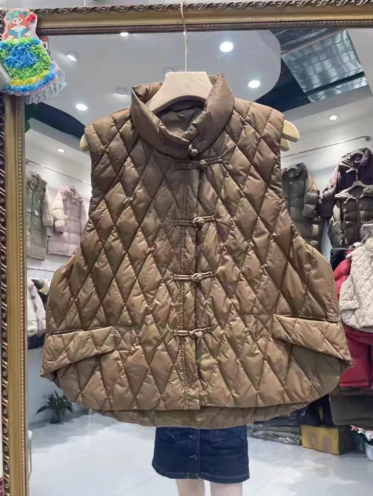 时尚气质民族风盘扣百搭立领马夹  白鸭绒