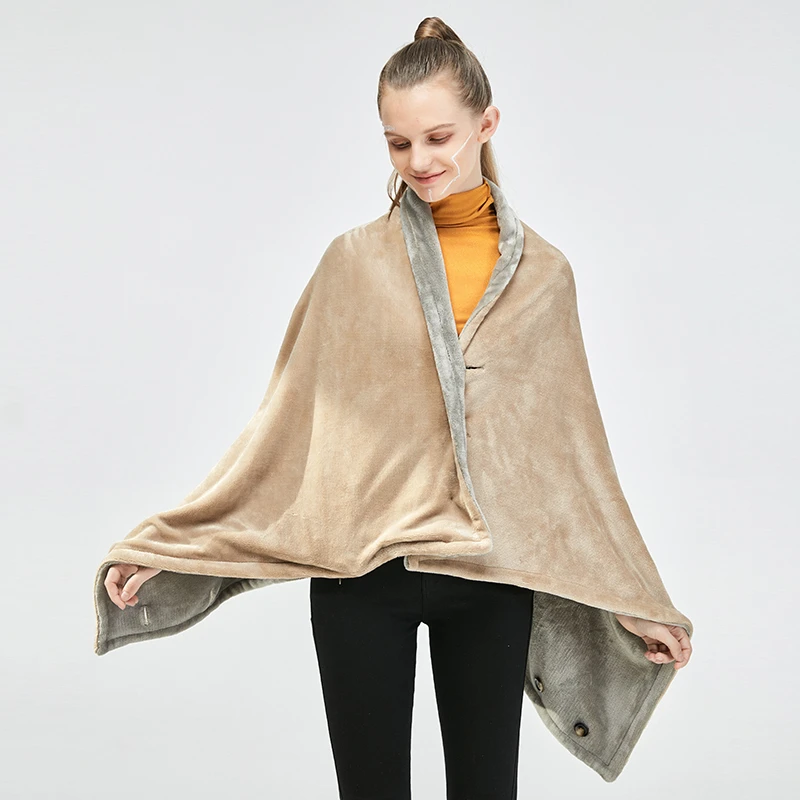 零界纤维智能温控发热盖毯USB可水洗盖腿披肩户外家用发热毛毯