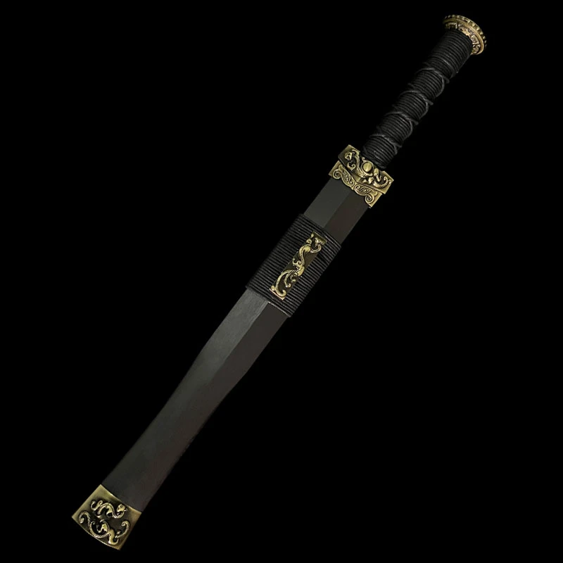 【天罡剑】龙泉手工锻打百炼花纹钢宝剑纯铜装乌木鞘收藏摆件未开刃