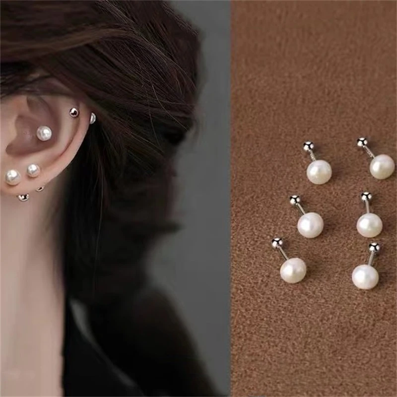 足银耳饰 999纯银螺丝耳钉气质百搭足银耳环E181