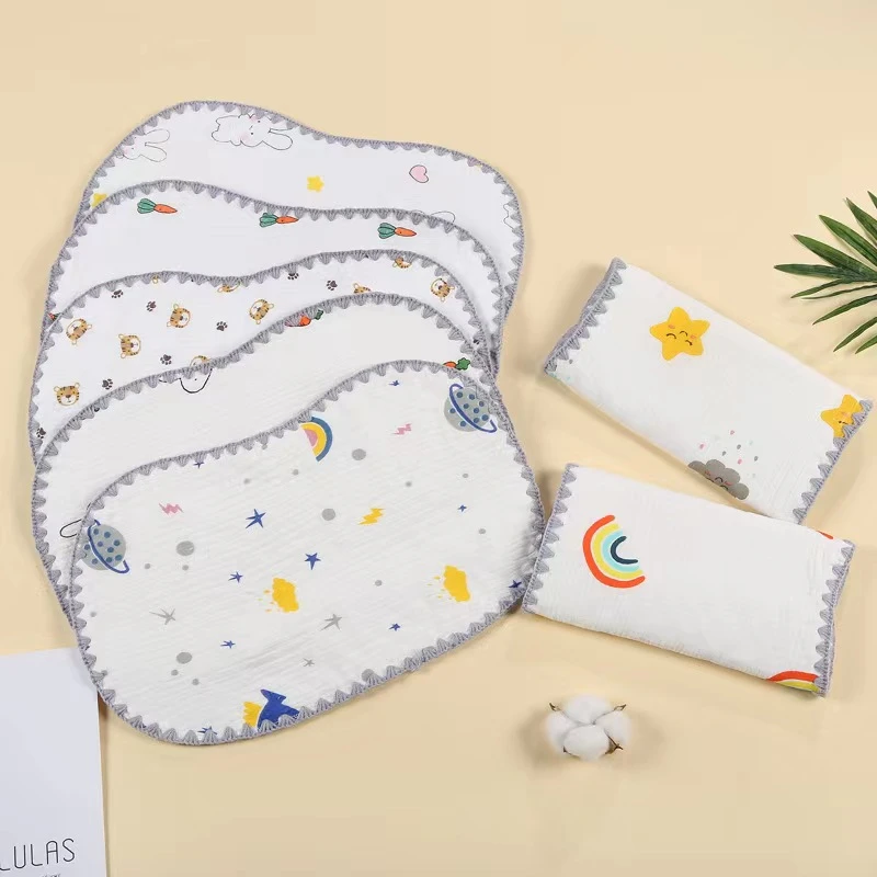 新生儿10层纯棉纱布云片枕平枕透气吸汗枕巾棉质柔软双面薄款