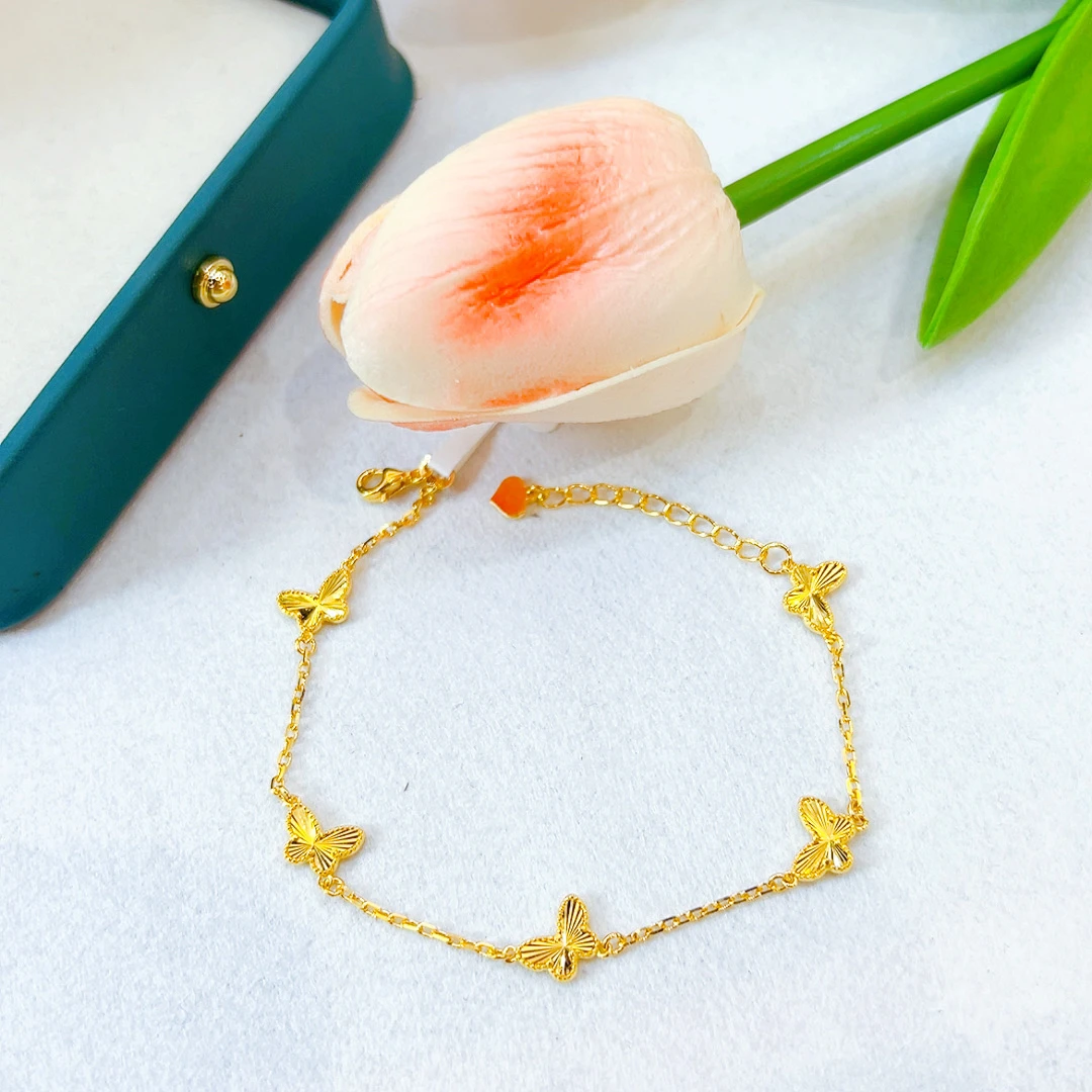 精品5G足金时尚满圈小蝴蝶手链00758