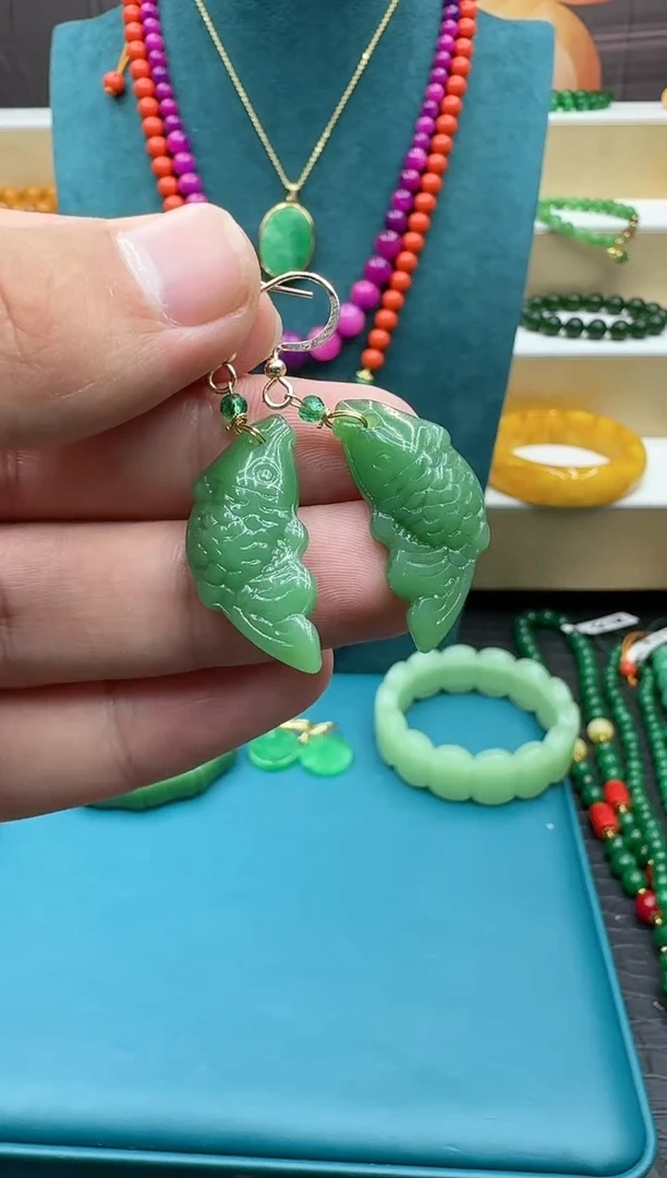 【闪购商品】和田玉耳饰14K金镶嵌154
