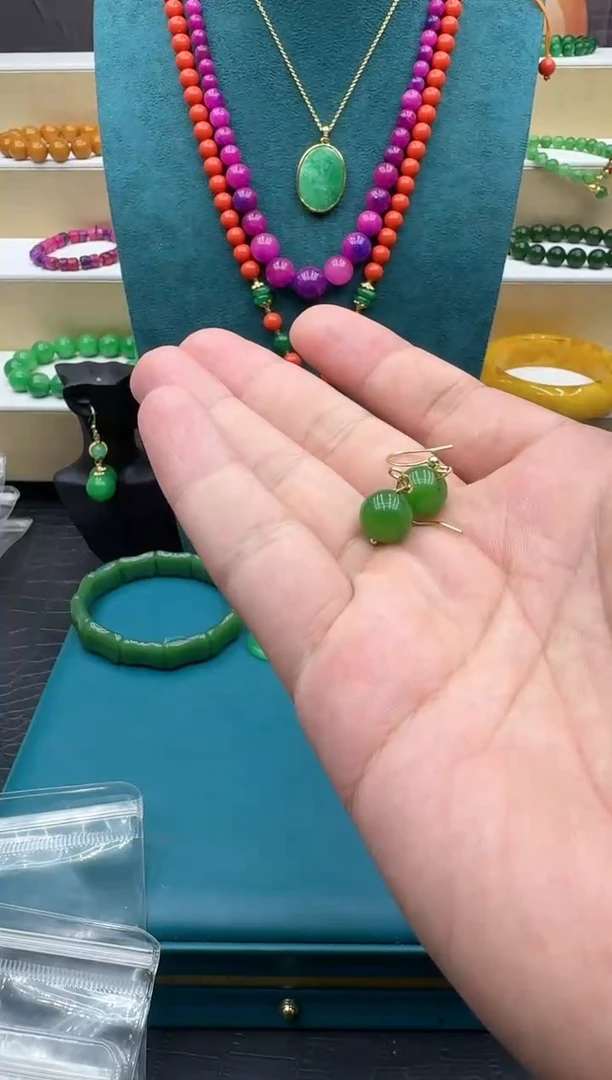 【闪购商品】和田玉耳饰14K金镶嵌013